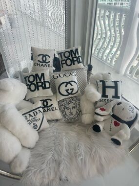 Luxury Logo Pillow Bundle 8 - Black & White Designer Motifs